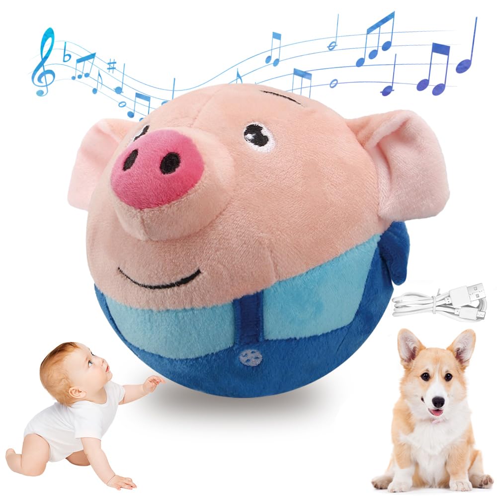 Anysent Active Moving Pet Plush Toys - Interactive Dog Puppy & Squeaky Rabbit Toys, Cartoon Animal Ball, Electronic Hamster & Pe