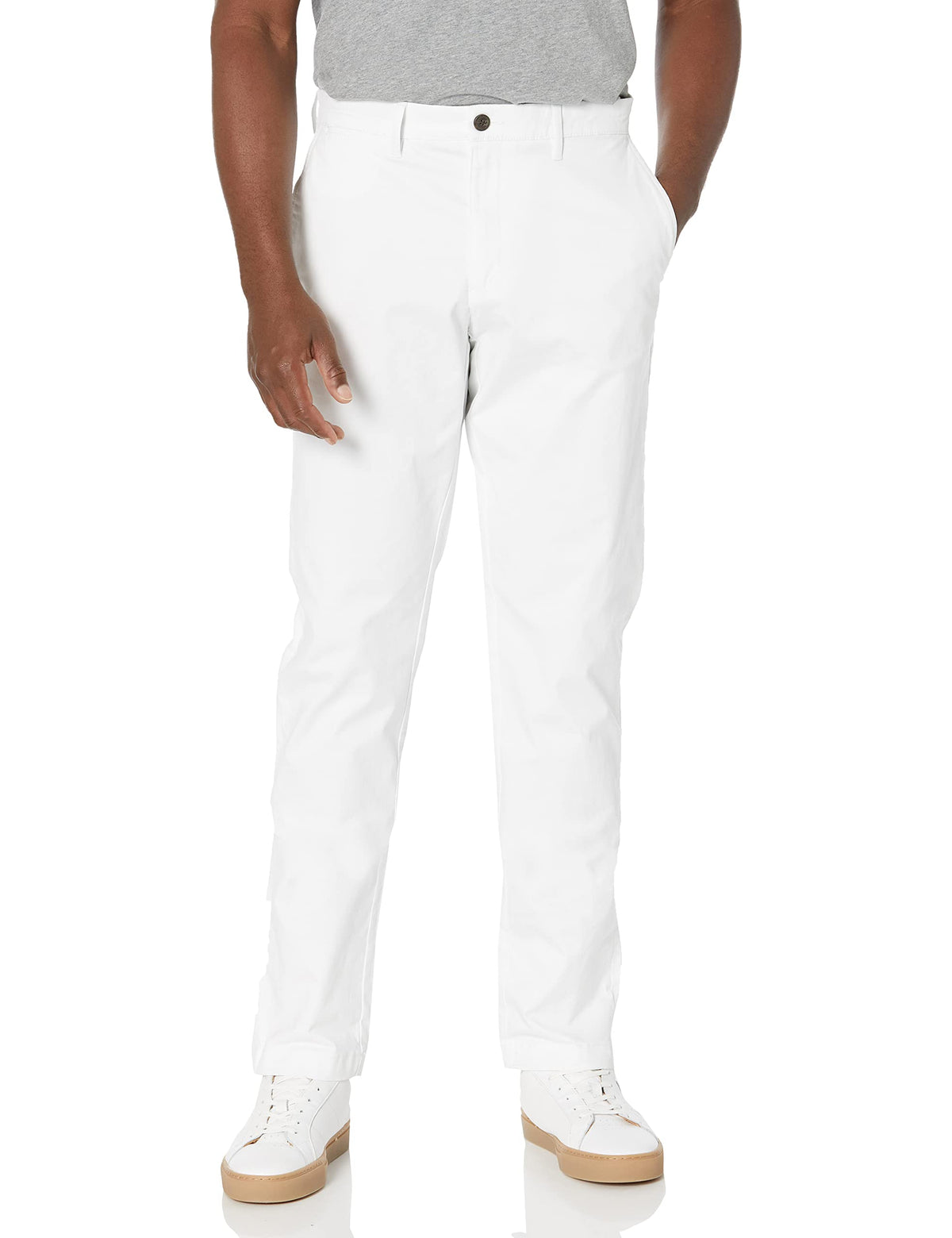 Amazon Essentials Mens Athletic-Fit Washed Comfort Stretch Chino Pant (Previously Goodthreads), White, 32W X 28L
