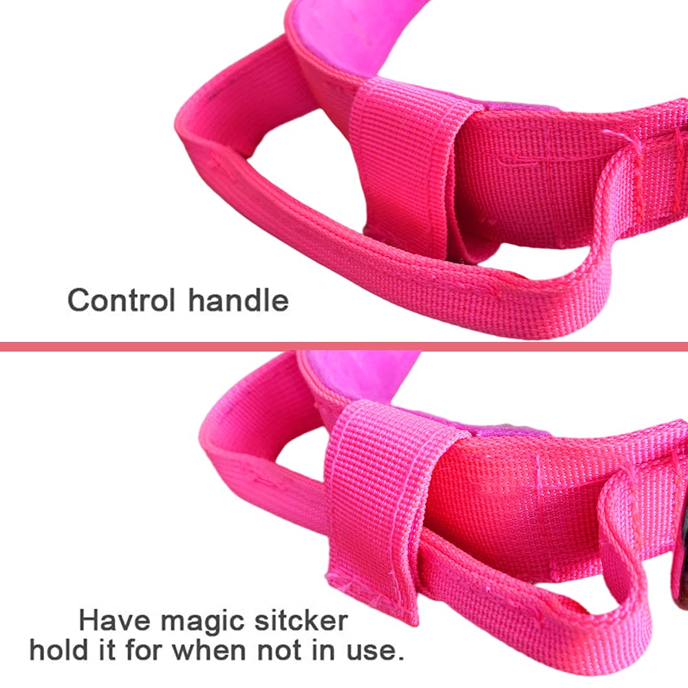 Tactical Dog Collar Military Dog Collar Adjustable Nylon Dog Collar Heavy Duty Metal Buckle With Handle For Dog Training (Pink,M)