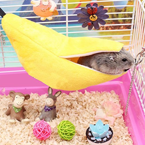 ISMARTEN Banana Hamster Bed House Hammock for Small Animals - Warm Cage Nest for Hamsters, Sugar Gliders & Small Birds, 20x6x6