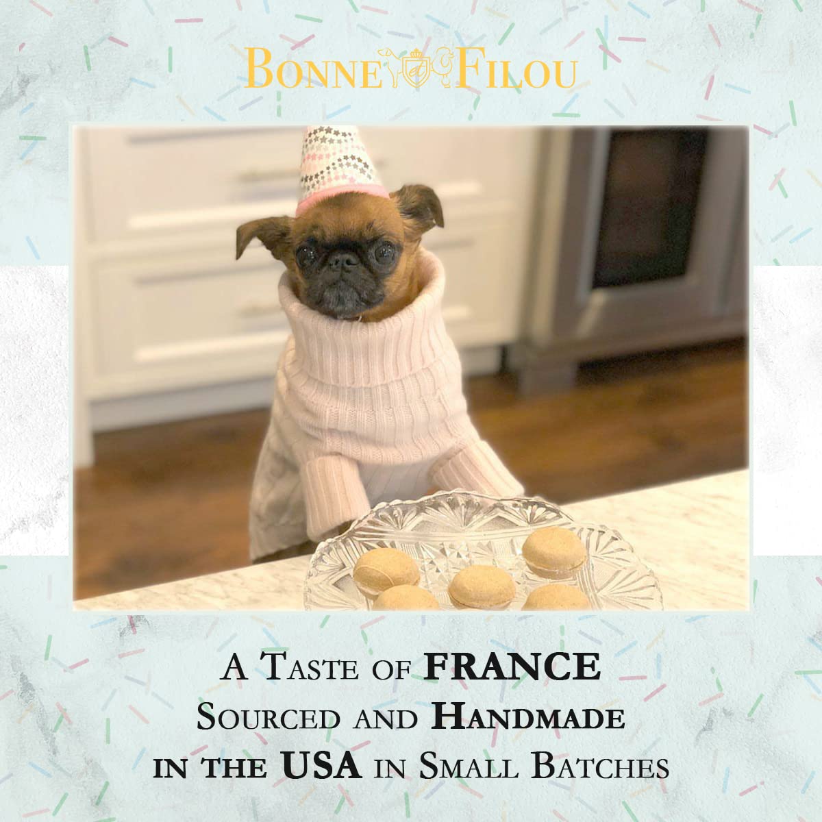 Bonne et Filou Dog Treats Birthday Cupcakes - Gourmet Macaron Cakes, 40 Count Bulk Pack - Healthy & Delicious Human Grade Snacks