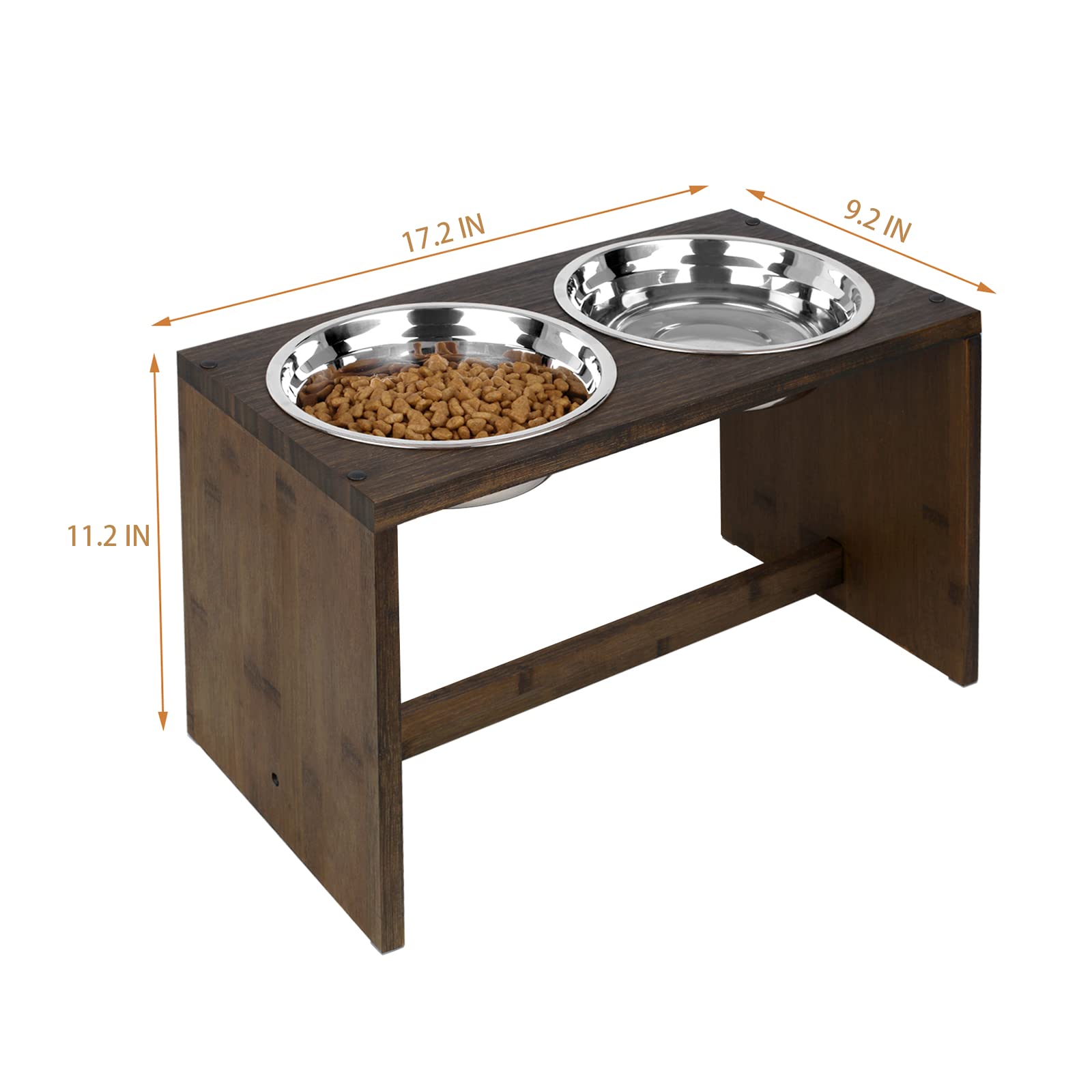 Yangbaga Elevated Dog Bowls, Raised Dog Feeding Station with 2 Bowls, Easy to Clean (Large, Bamboo-Black 2)