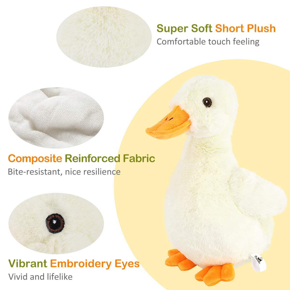 Pawaboo Squeak Plush Duck Dog Toy, Large 12'' Super Soft Plush Stuffed Duck-Shaped Pet Toys, Crinkle Paper Rattle Pet Biting Tra