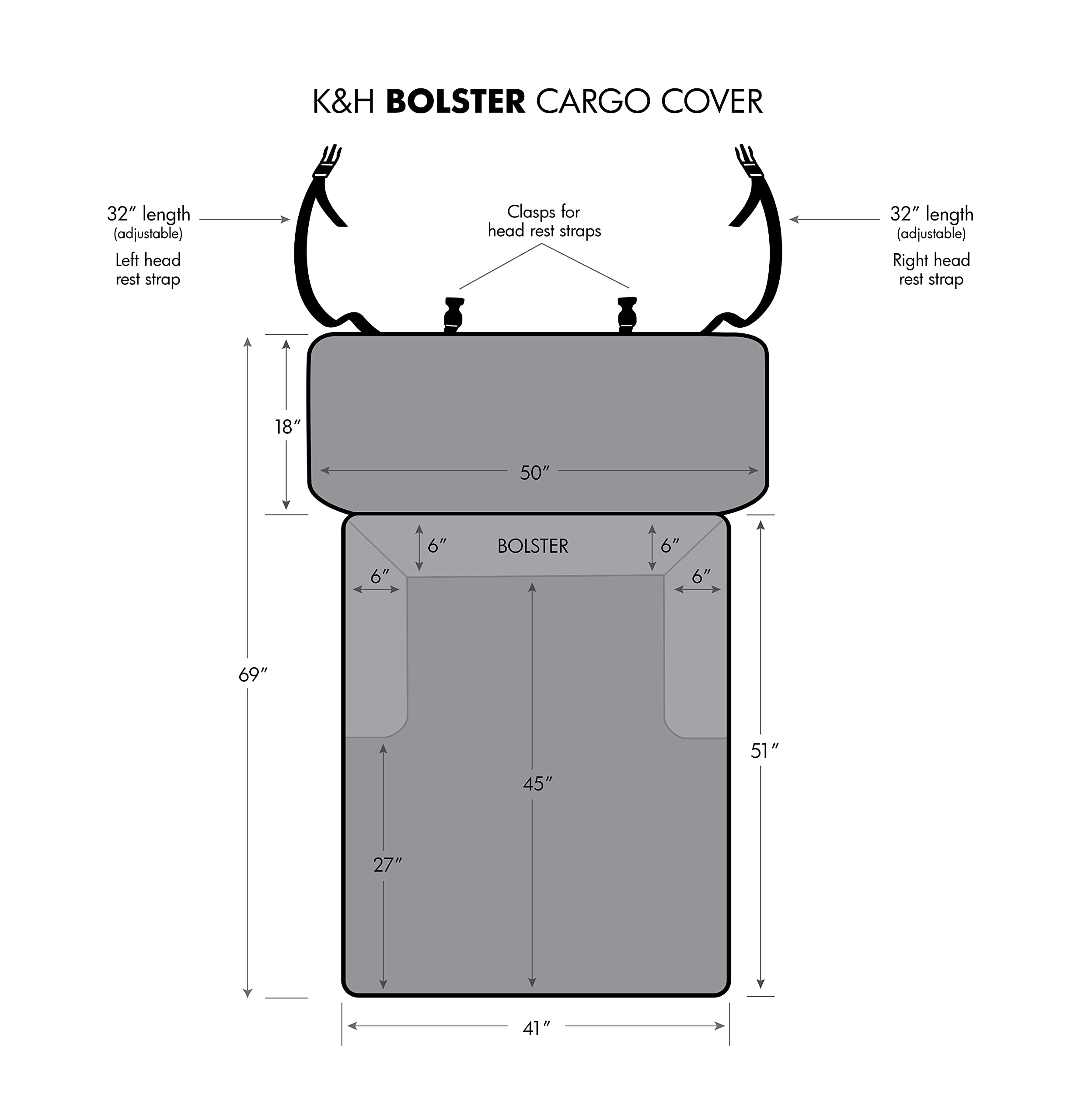 K&H Pet Products Bolster Cargo Cover Tan 54 Inches Standard/Mid-Size Vehicle