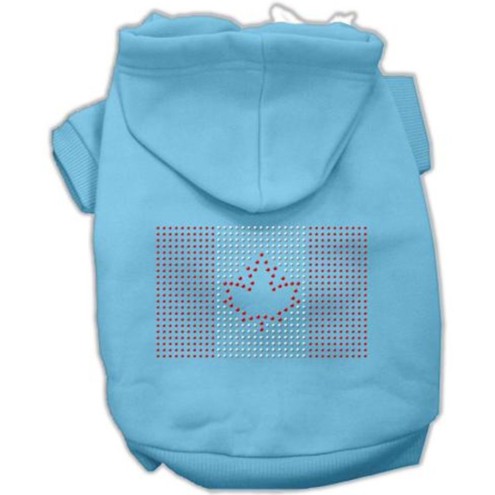 Pet, Dog & Cat Hoodie Rhinestone, &quot;Canadian Flag&quot; Baby Blue LG (10-14 lbs.)