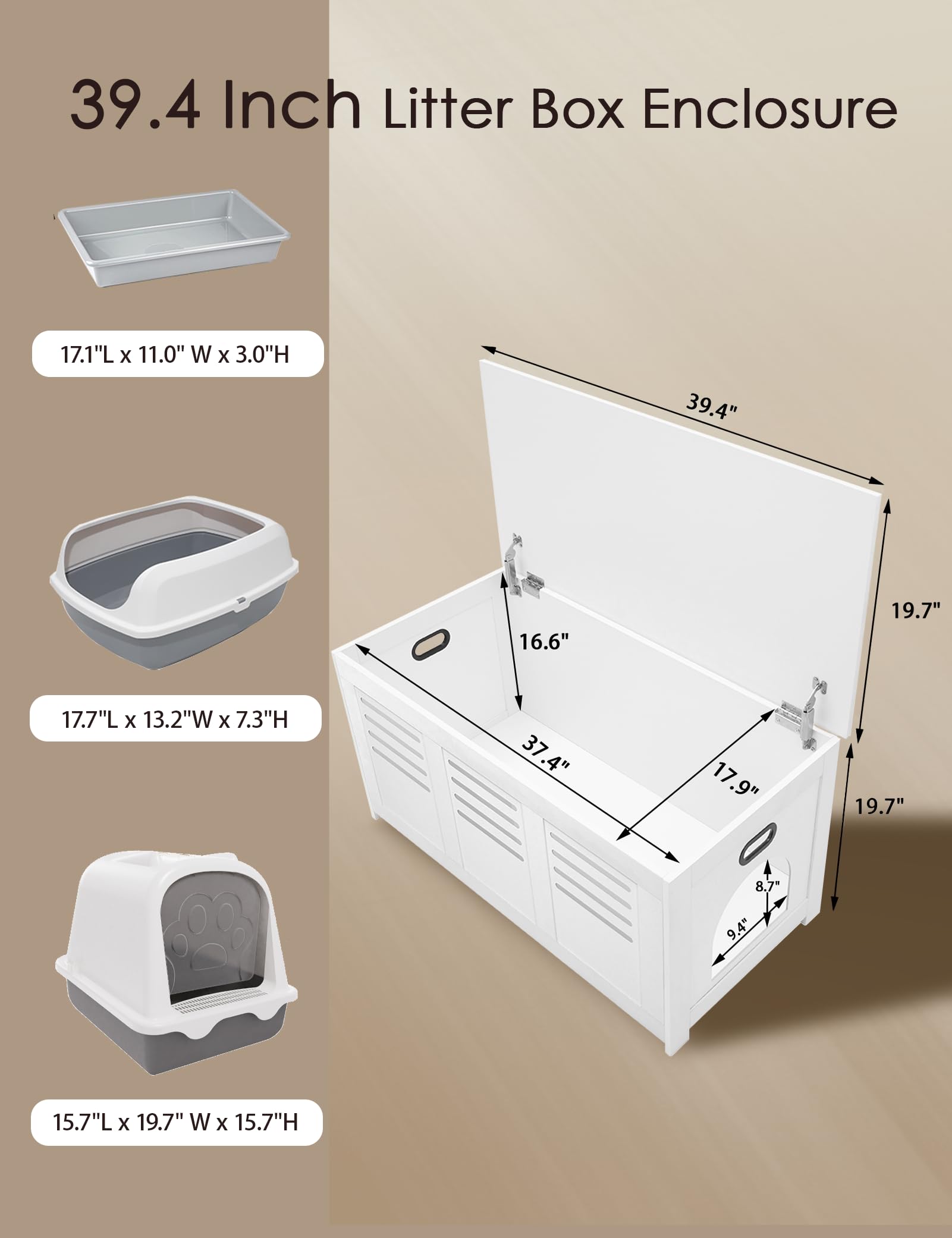 Dinzi Lvj Litter Box Enclosure, Flip Top Litter Box Furniture, Hidden Cat Washroom, Wooden Cat House, End Table, 39.4'' L X 19.7