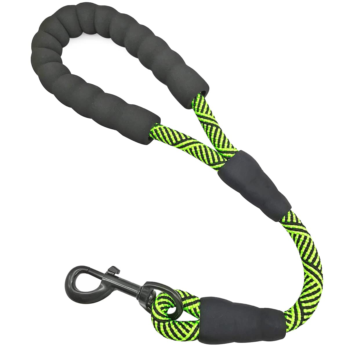 Mycicy Short Dog Leash- 18 Inch Rope Traffic Leash With Soft Padded Handle- 1/2” Strong Nylon Tab Leash For Medium Large Dogs Walking Climbing Training (Green-1.5Ft)