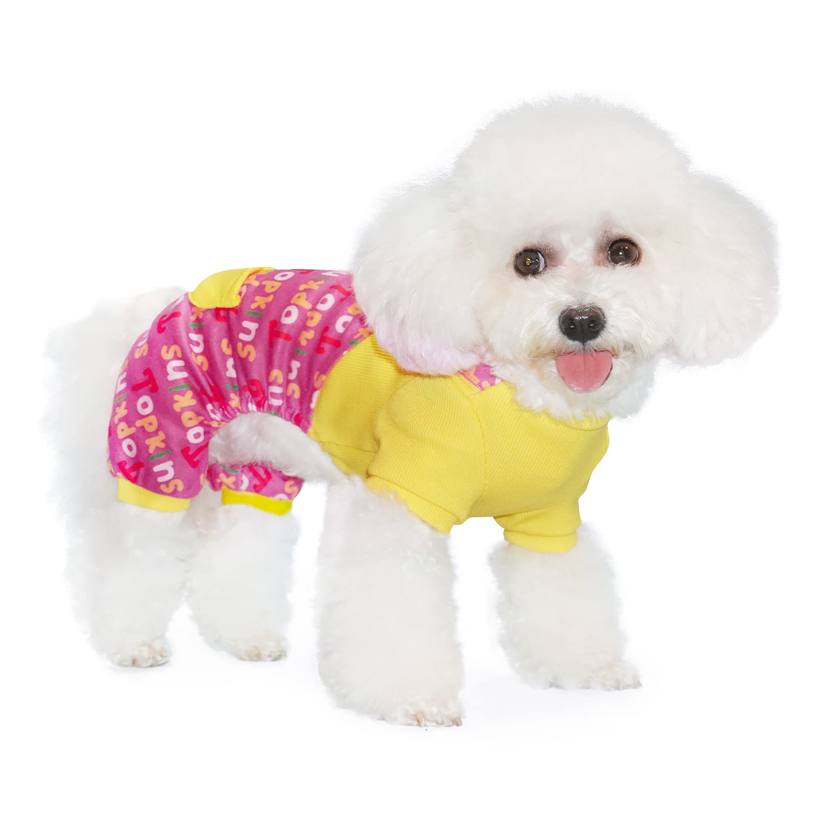 Topkins Dog Pajamas, Fleece Dog Pjs, Cute Dog Pjs, Soft Dog Shirt Pet Clothes For Small Medium Dogs (Yellow Pink, Xl)
