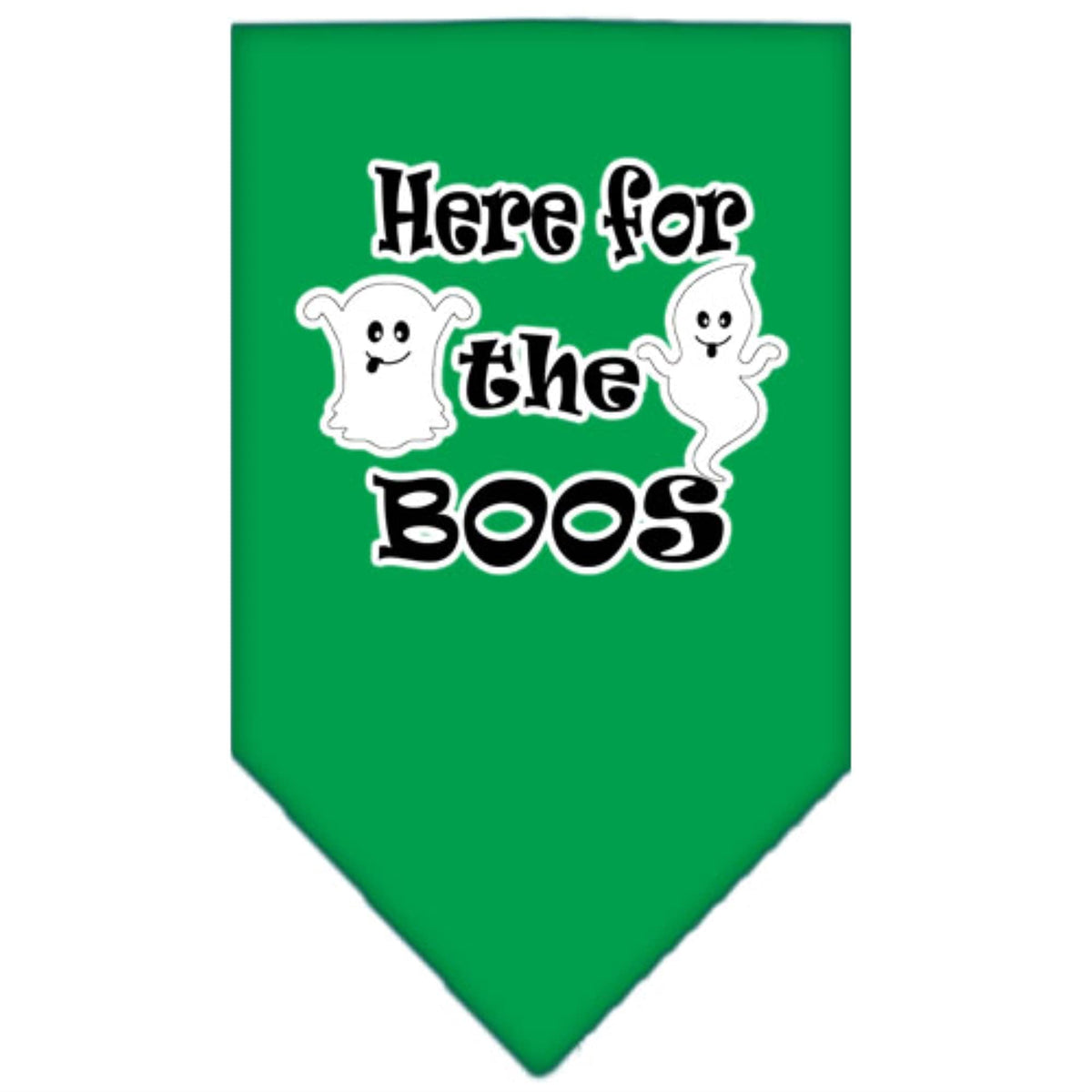 Halloween Pet and Dog Bandana Screen Printed, &quot;Here For The Boos&quot; Emerald Green Large