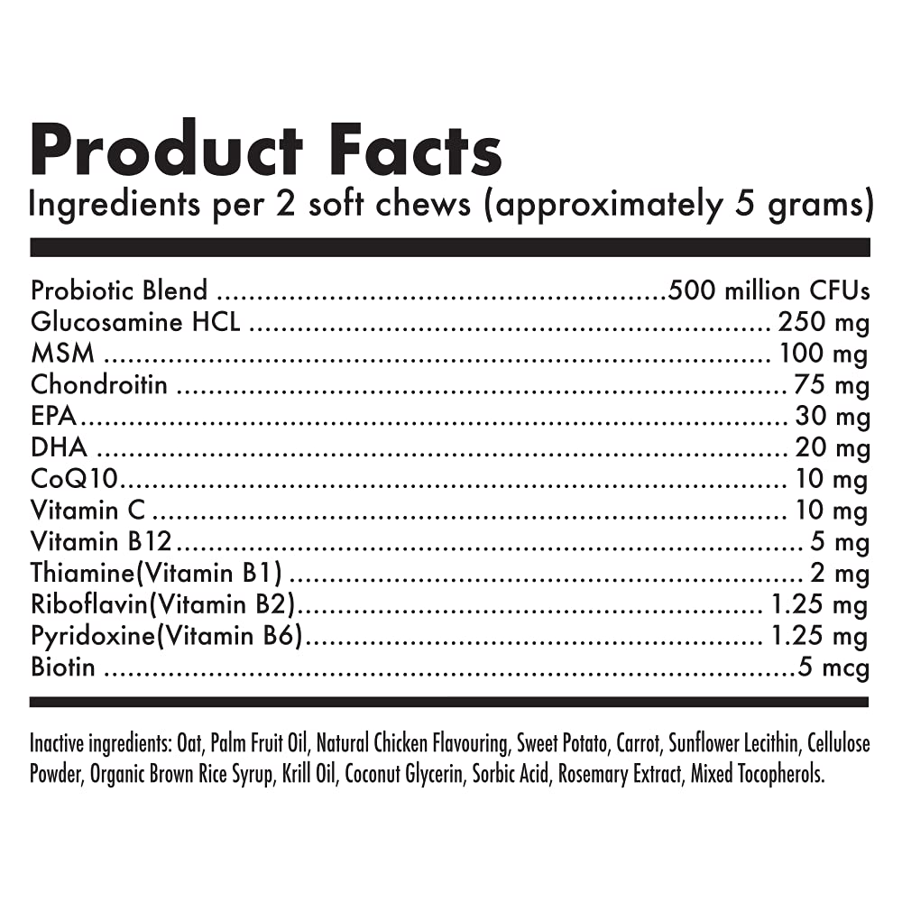 Dog Vitamins - 120 Multivitamins Chews w/Glucosamine Chondroitin, Probiotics Digestive Enzymes and Omegas - Supplement for Overa