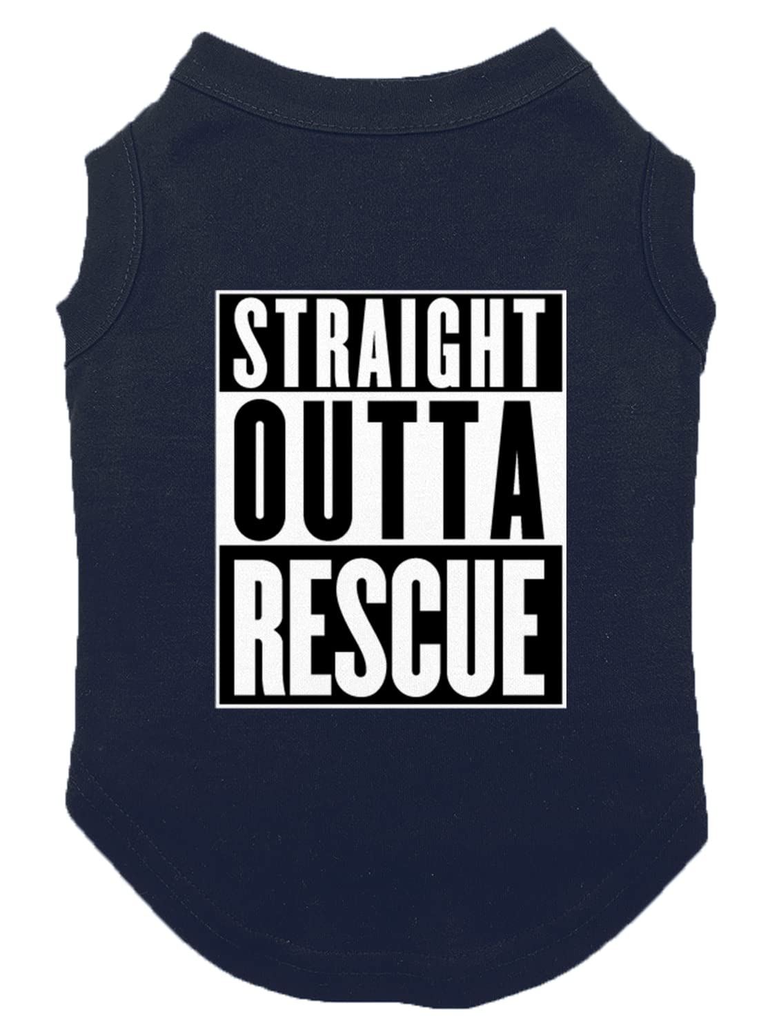 Straight Outta Rescue - Shelter Dog Shirt (Navy, Medium)
