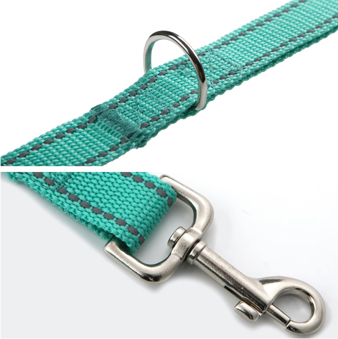 OEFEO 6FT Reflective Dog Leash for Large&Medium and Small Dogs, Strong and Durable Nylon Leashes for Walking and Training, Heavy Duty 6 Foot Dog Leash with D Ring for Puppy (Turquoise, 5/8 inch X 6FT) -Like New