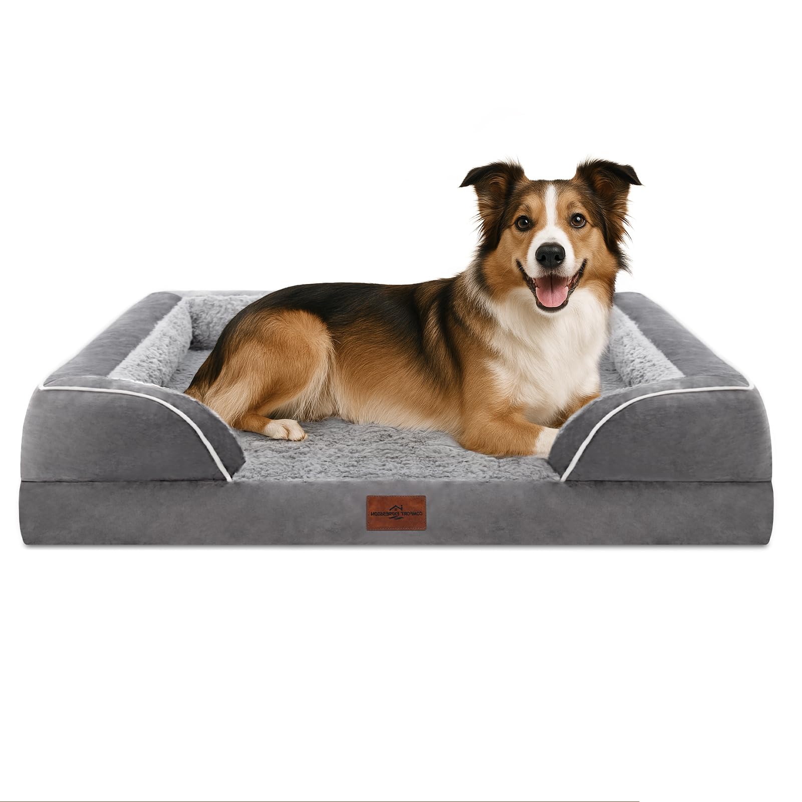 Comfort Expression Large Dog Beds Waterproof Orthopedic Foam Dog Sofa Beds Comfy Pet Bed With Washable Removable Cover & Non-Sli