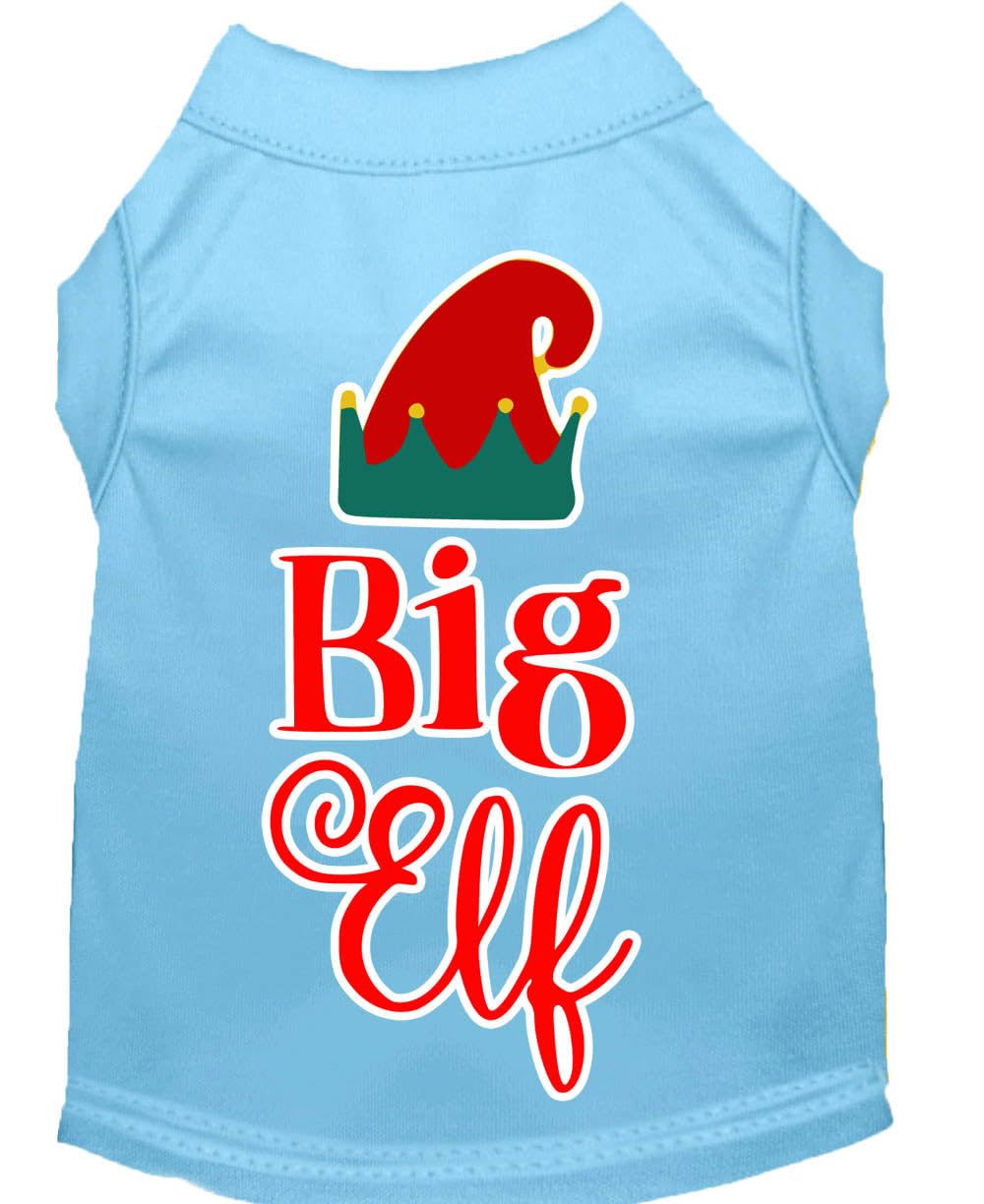 Christmas Pet Dog & Cat Shirt Screen Printed, &quot;Big Elf&quot; Baby Blue XL (14-20 lbs.)