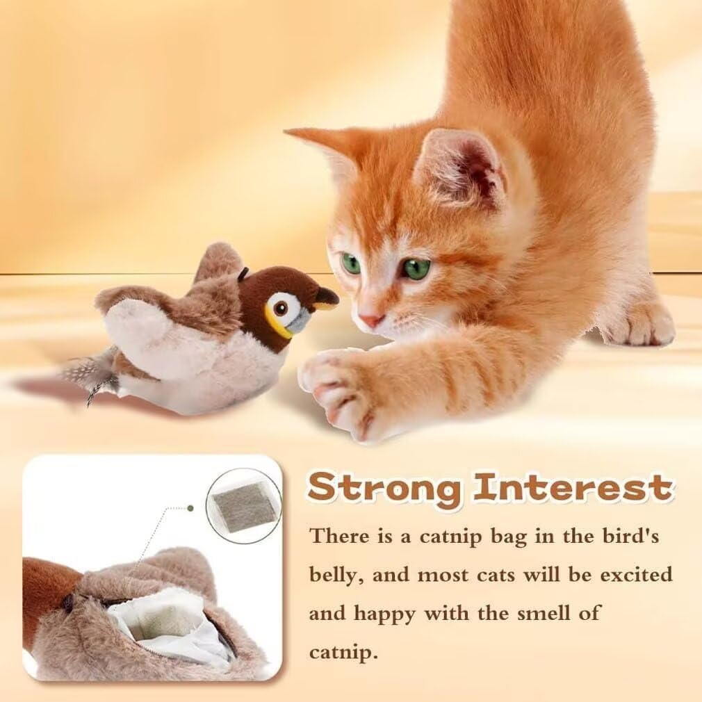 Eisfiel Flappy Bird Chase Cat Toy, Interactive Flying Bird Toys For Indoor Cats, Simulated Interactive Chirping Bird Cat Toy Fly