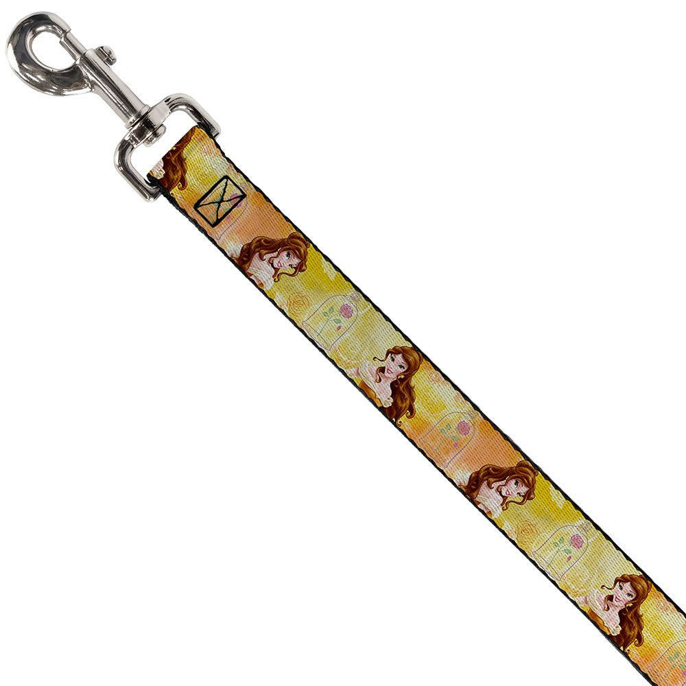 Dog Leash Belle Poses Enchanted Rose Story Script Yellow Pinks 6 Feet Long 0.5 Inch Wide