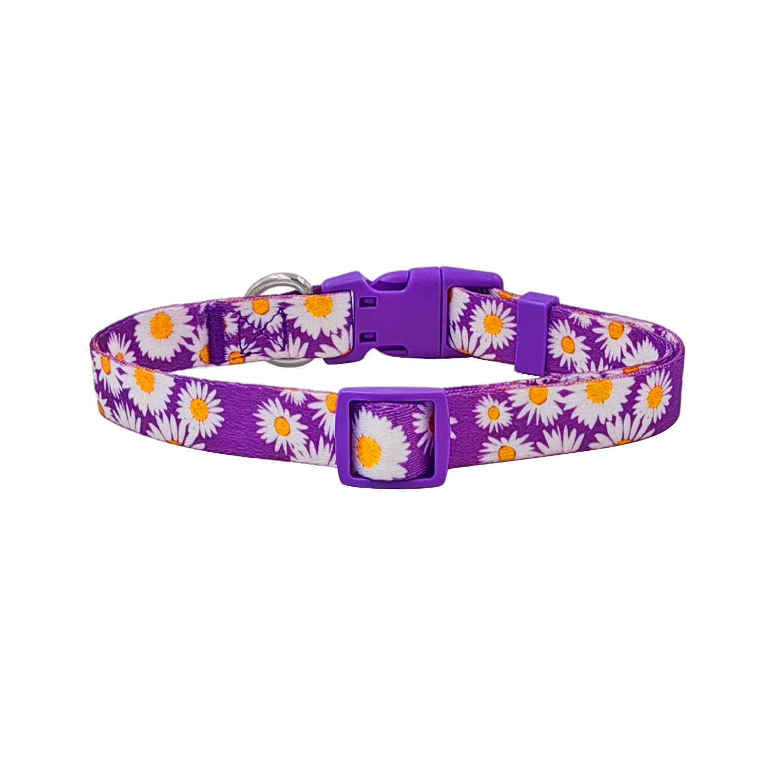 Olahibi Basic Dog Collar, Daisy Floral Pattern, Soft And Durable Polyester Material, Adjustable Length, For Medium Dogs.(Medium,