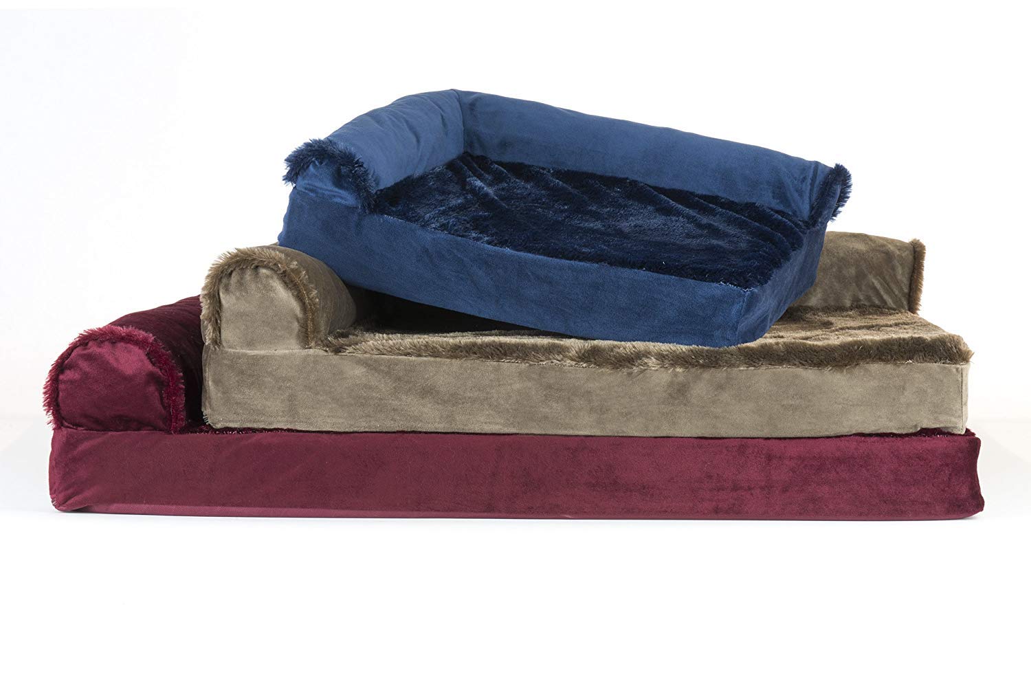 Furhaven Orthopedic Dog Bed For Large Dogs W/ Removable Bolsters & Washable Cover, For Dogs Up To 95 Lbs - Plush & Velvet L Shap