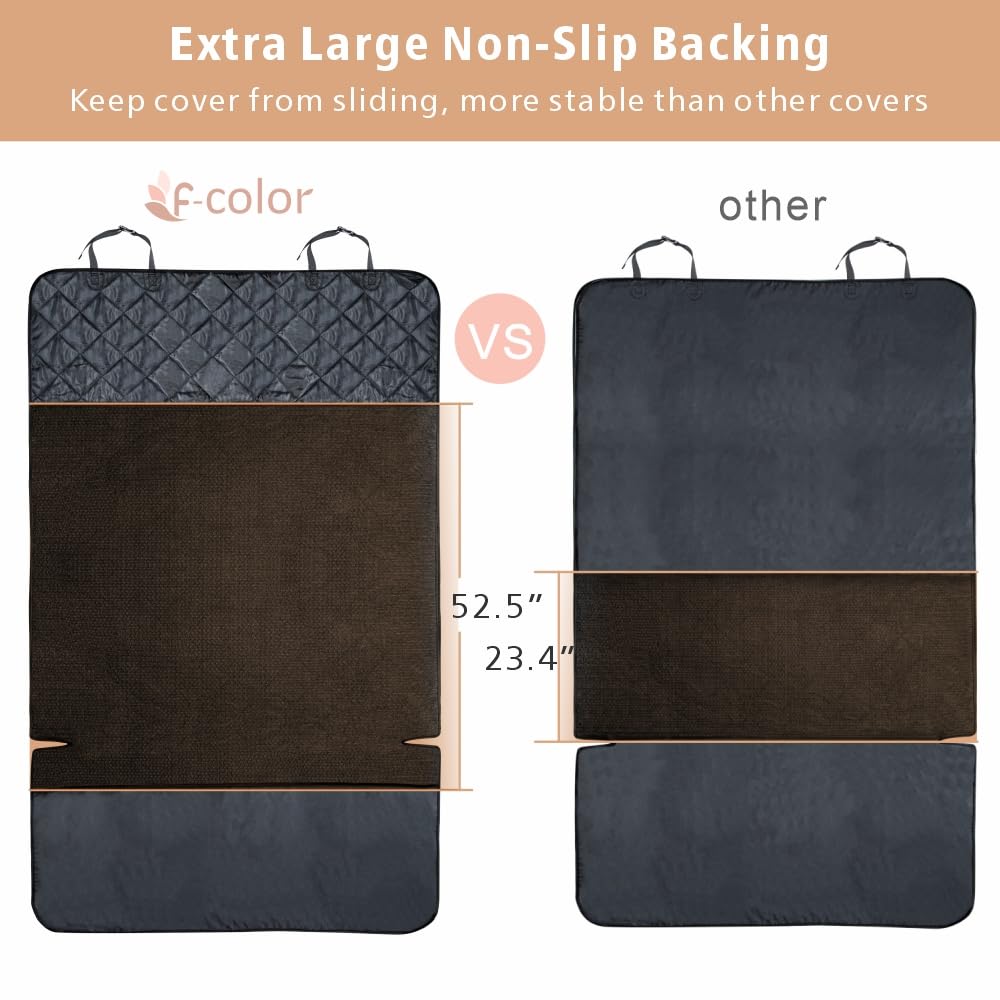 F-Color Suv Cargo Liner For Dogs, Water Resistant Pet Cargo Cover Dog Seat Cover Mat For Suvs Sedans Vans With Bumper Flap Protector, Non-Slip, Large Size Universal Fit, Khaki