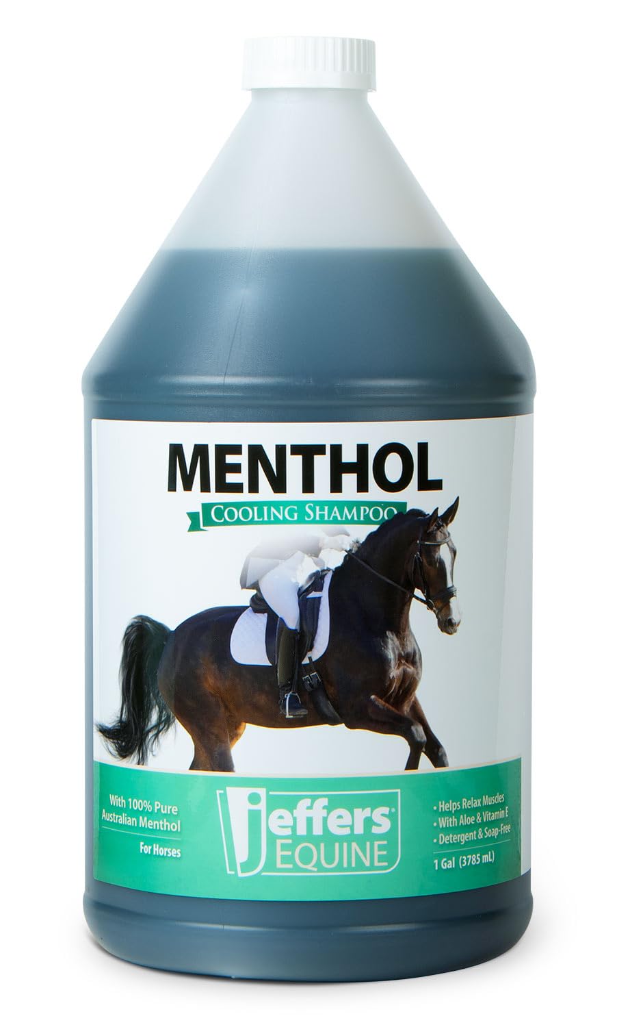 Jeffers Equine Menthol Cooling Horse Shampoo 1 Gallon - 100% Pure Australian Menthol, Coconut Oil, Aloe & Vitamin E - Moisturizi