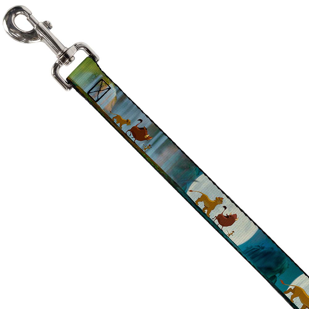 Buckle-Down Pet Leash - Lion King Simba, Pumba & Timon Growing Up - 6 Feet Long - 1'' Wide