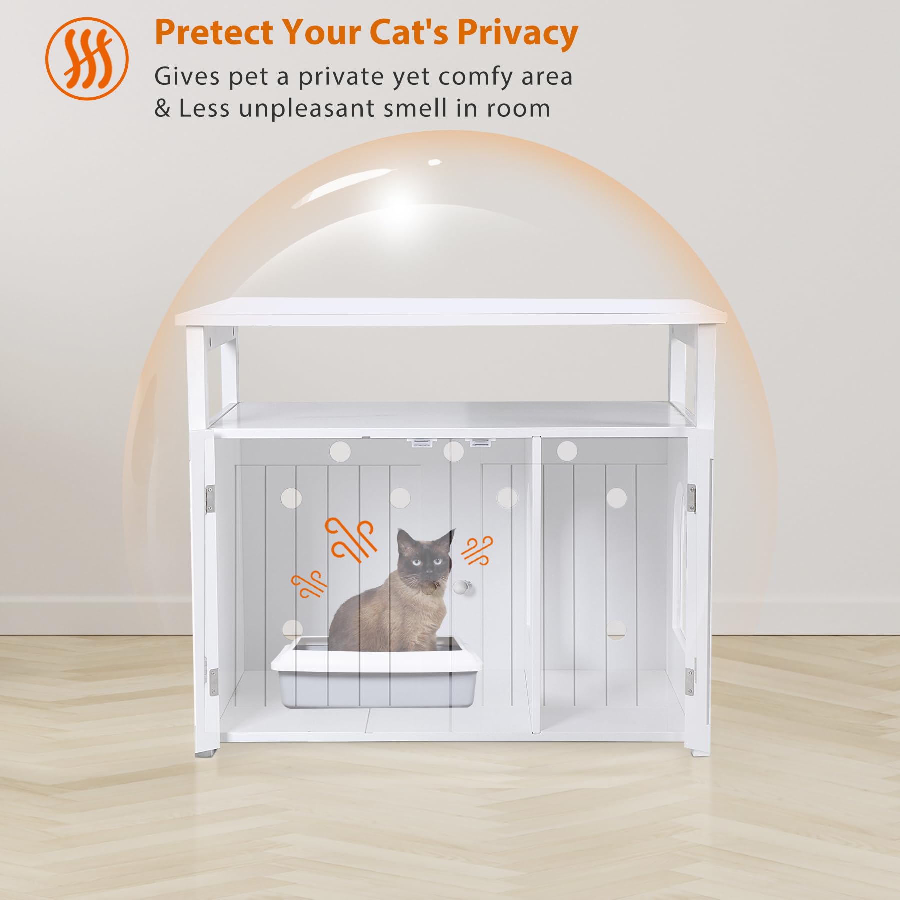 Cat Litter Box Enclosure With Storage Shelf Hidden Litter Box Furniture Indoor Cat Washroom Wooden Cat House Table Nightstand