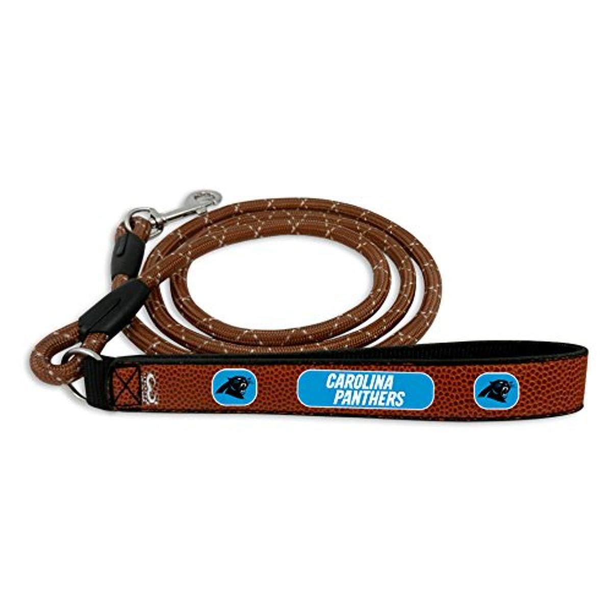 GameWear NFL Carolina Panthers Football Leather Rope Leash, Medium, Brown