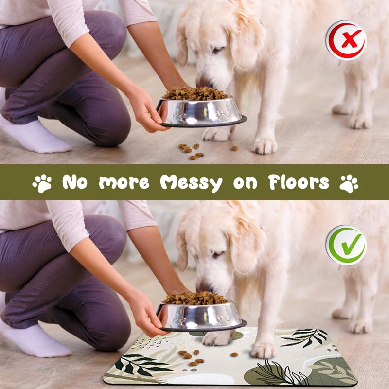 Zoeeya Dog Food Mats for Floors Waterproof, Dog Cat Water Bowl Mats Pet Feeding Absorbent Mat Dog Cat Pet Placemats for Food and