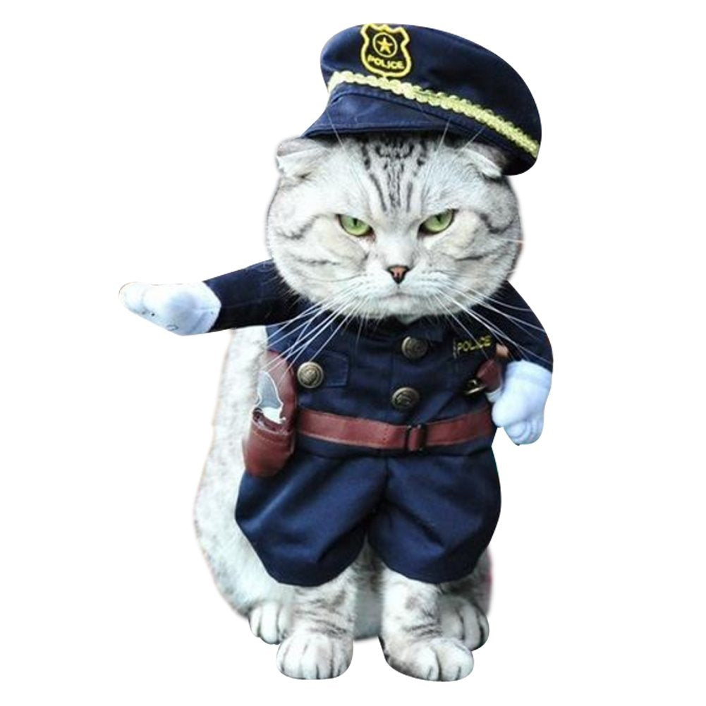 Nacoco Pet Policeman Costumes Dog And Cat Halloween Suits (Small) Black