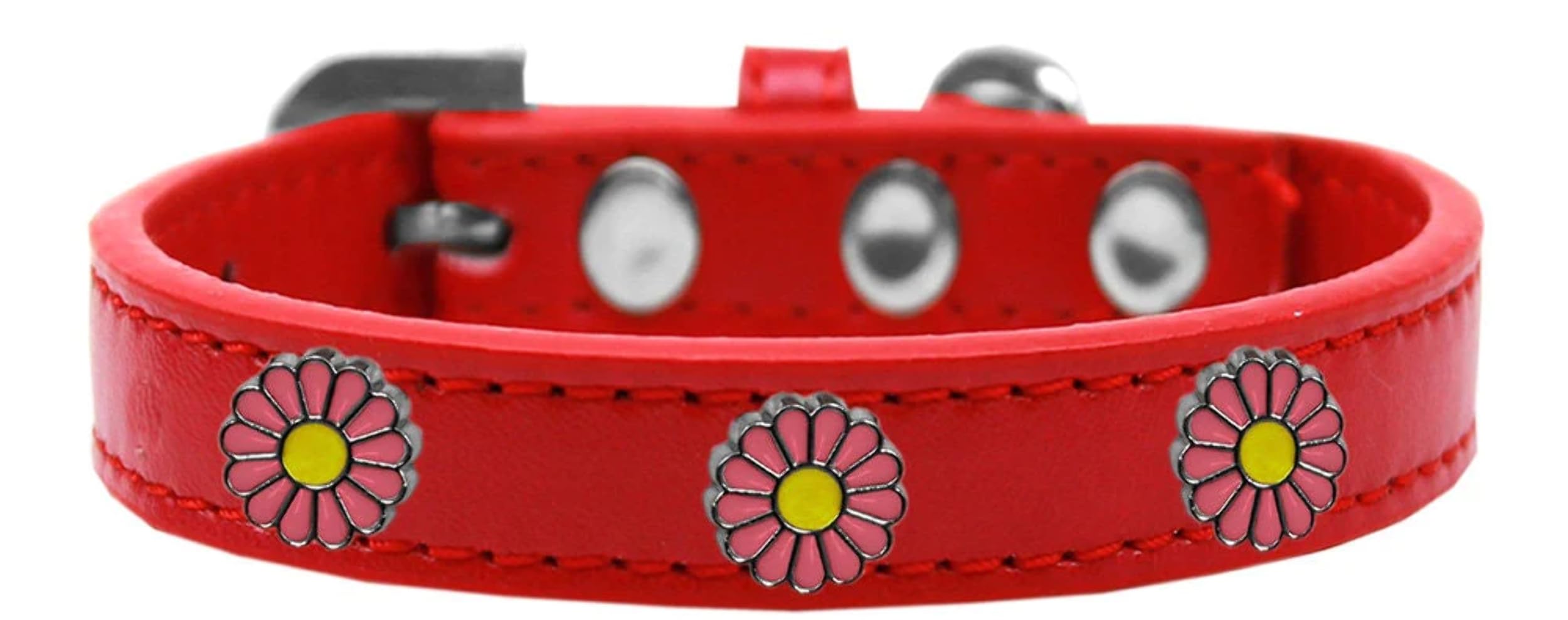 Dog, Puppy and Pet Widget Fashion Collar, &quot;Pink Daisies&quot; Bright Pink 12