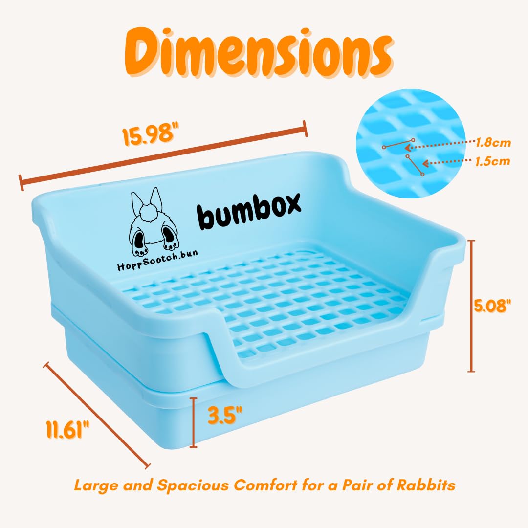 Bumbox Rabbit Large Litter Box W/Plastic Grid Safe For Bunny Feet - Training Rabbit Cage Indoor Or Outdoor For Small And Large A