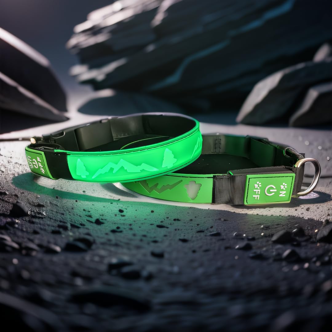 Dogled Led Dog Collar, 15 Light Modes, Usb-C Rechargeable, Silicone Material, Adjustable Size, (Green, Xl(19.7-23.6'))