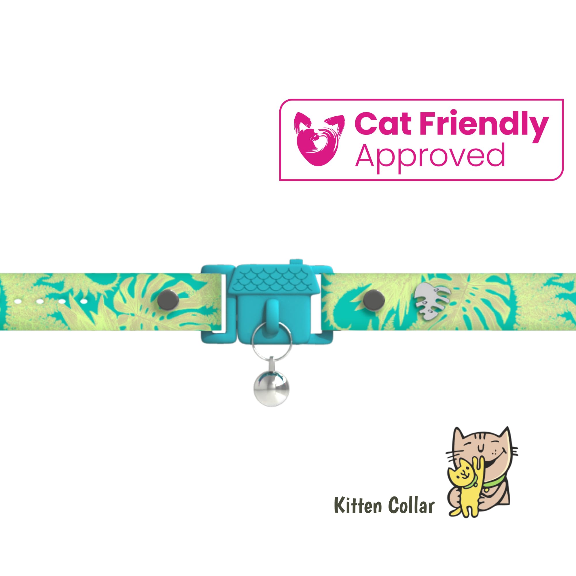 Kittyrama Botanicals Jungle Kitten Collar. Award Winning. Hypoallergenic, Quick Release Breakaway, Comfy & Soft. Vet Approved. O