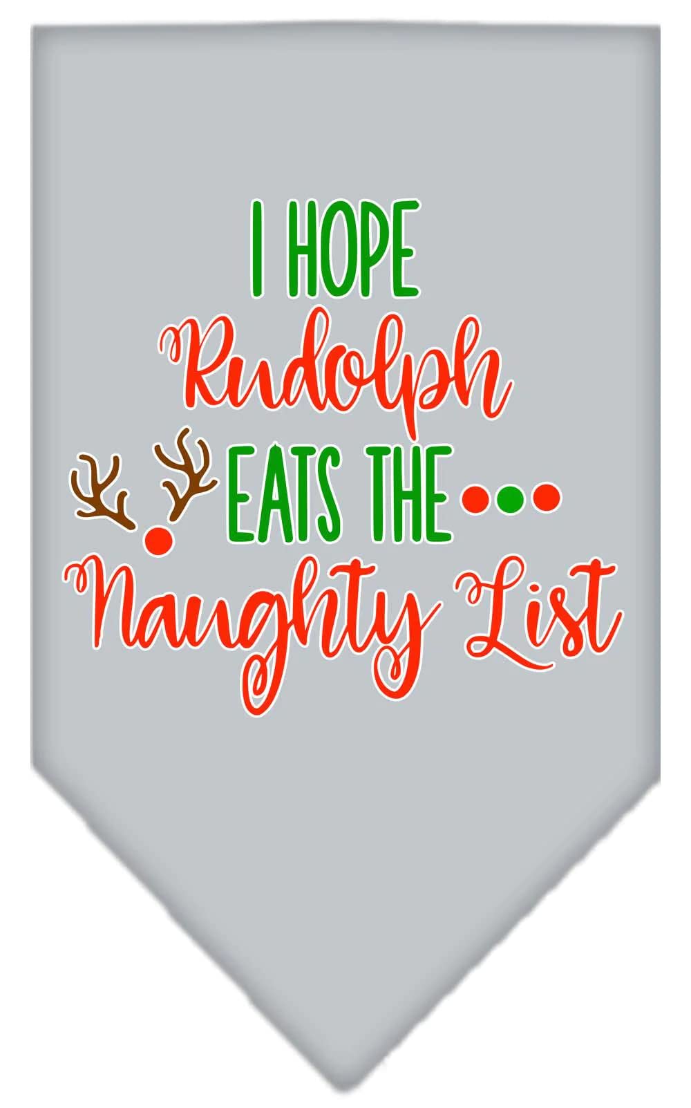 Christmas Pet and Dog Bandana Screen Printed, "Hope Rudolph Eats The Naughty List" Turquoise Large
