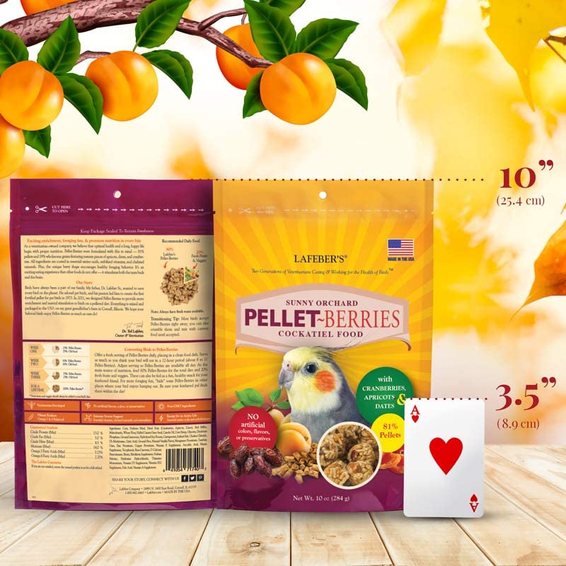 LAFEBERS Pellet-Berries Pet Bird Food, Made with Non-GMO and Human-Grade Ingredients, for Cockatiels (PelletBerries 10 oz)