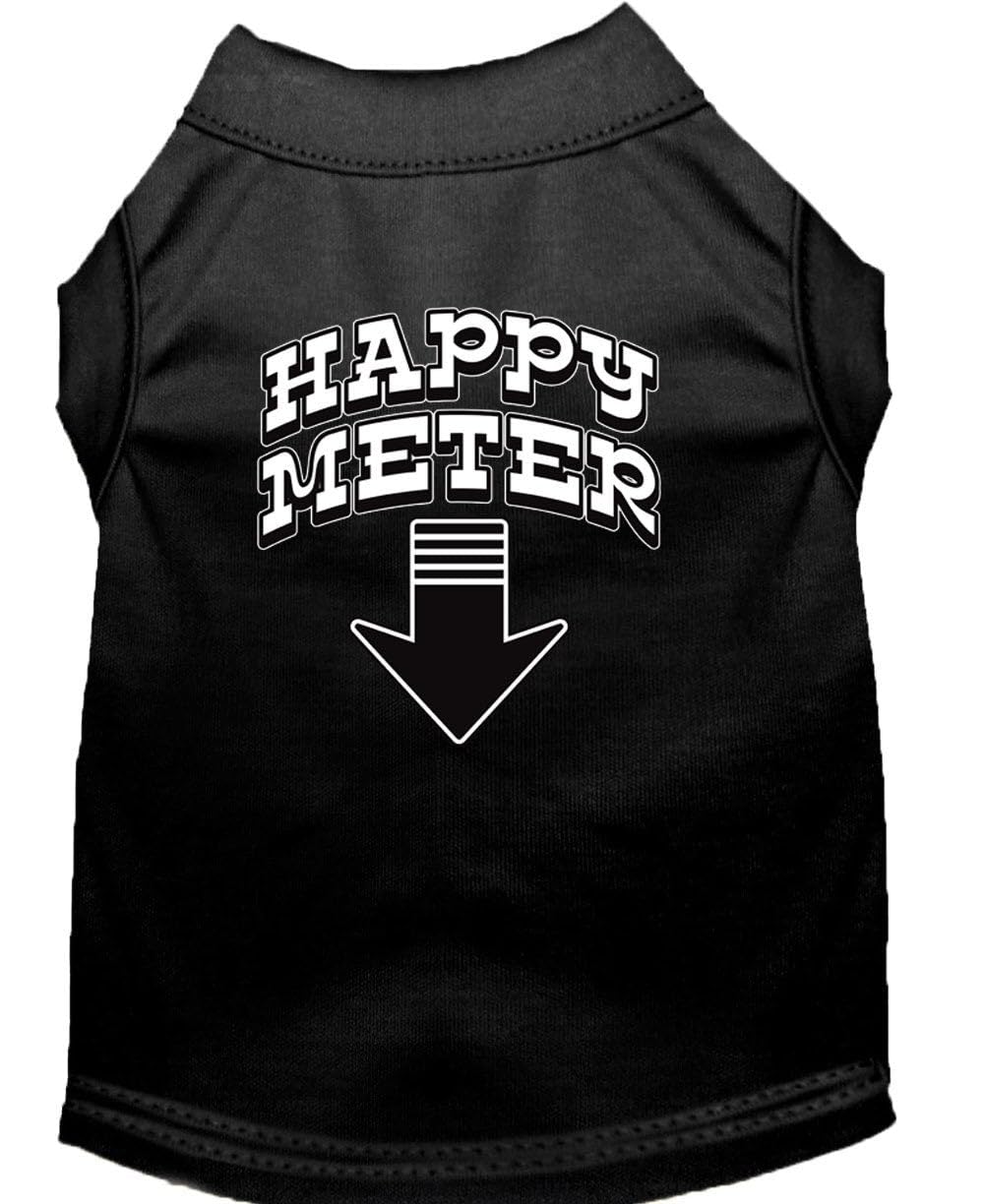 Pet Dog & Cat Shirt Screen Printed, 'Happy Meter' Black Sm (3-6 Lbs.)