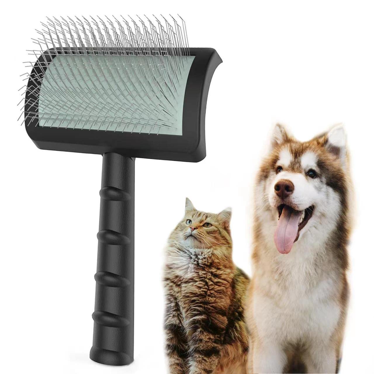 Tinypoint Large Slicker Brush For Dogs,Cats,Extra Long Pin Shedding Brush For Long Haired Dog,Cat, Pet Grooming Wire Brush For Thick Undercoat Curly Hair,25Mm(1'),Black
