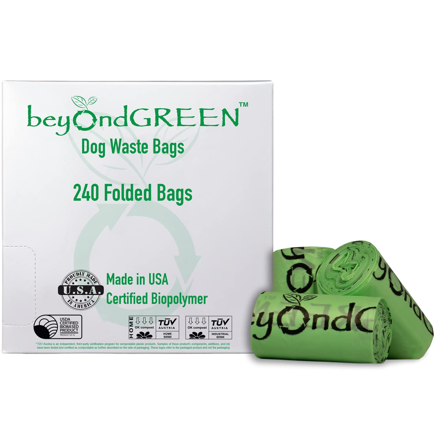 Beyondgreen Plant-Based Dog Poop Waste Bags For Leash Dispenser - 240 Bags - 16 Rolls Of 15 Bags - 9' X 12'