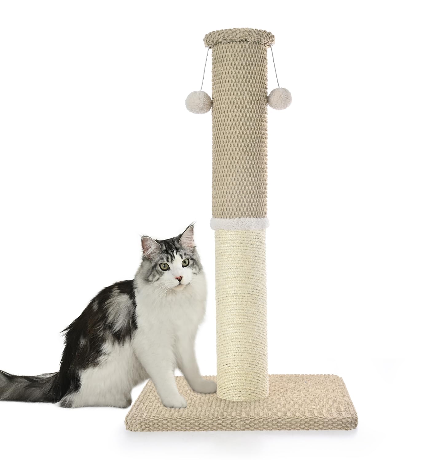 Made4Pets Cat Scratching Post 33'', Tall Scratching Posts For Indoor Cats Adults, Natural Sisal Rope Cat Scratcher With Replacem