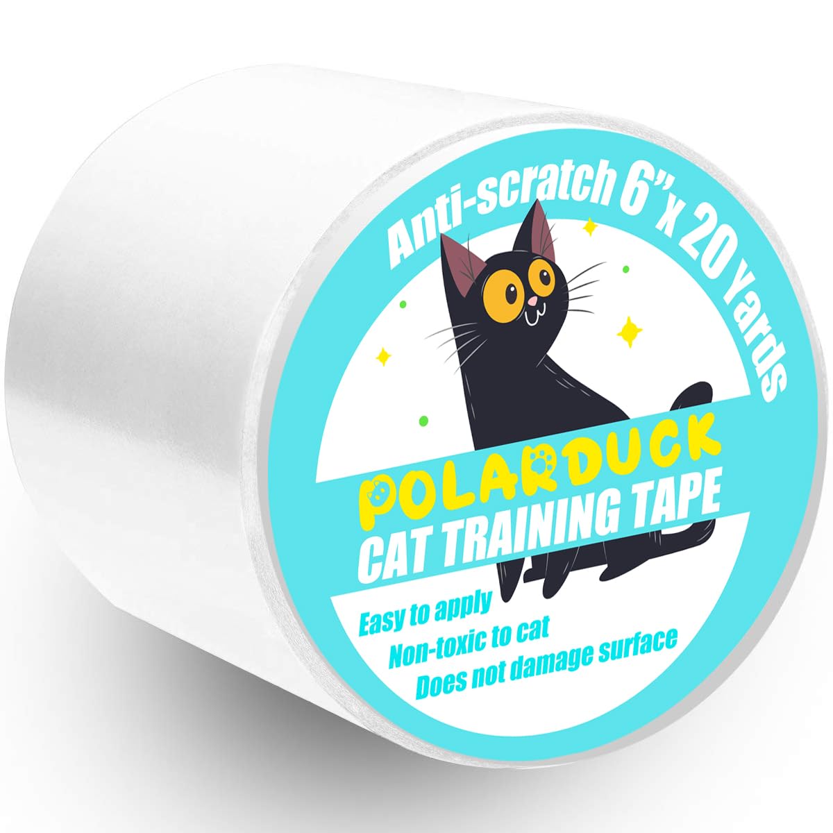 Polarduck Anti Cat Scratch Tape: 6 Inches X 20 Yards Cat Training Tape 100% Transparent Clear Double Sided Cat Scratch Deterrent