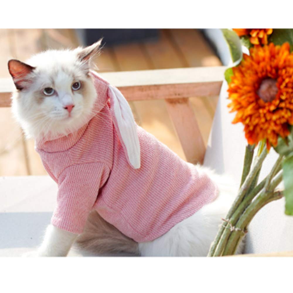 Aniac Pet Hoodie Cat Rabbit Outfit With Bunny Ears Cute Sweatshirt Spring And Autumn Puppy Knitted Sweater Kitty Soft Knitwear (Xxl-Large, Pink)