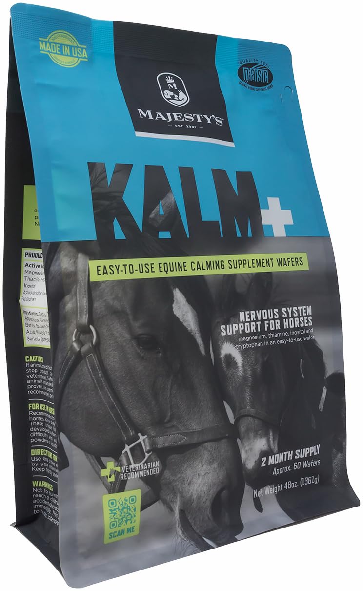 Majesty's KALM+ Wafers- Horse/Equine Balanced Behavior and Normal Nervous System Function Support Supplement - 30 Count (1 Month