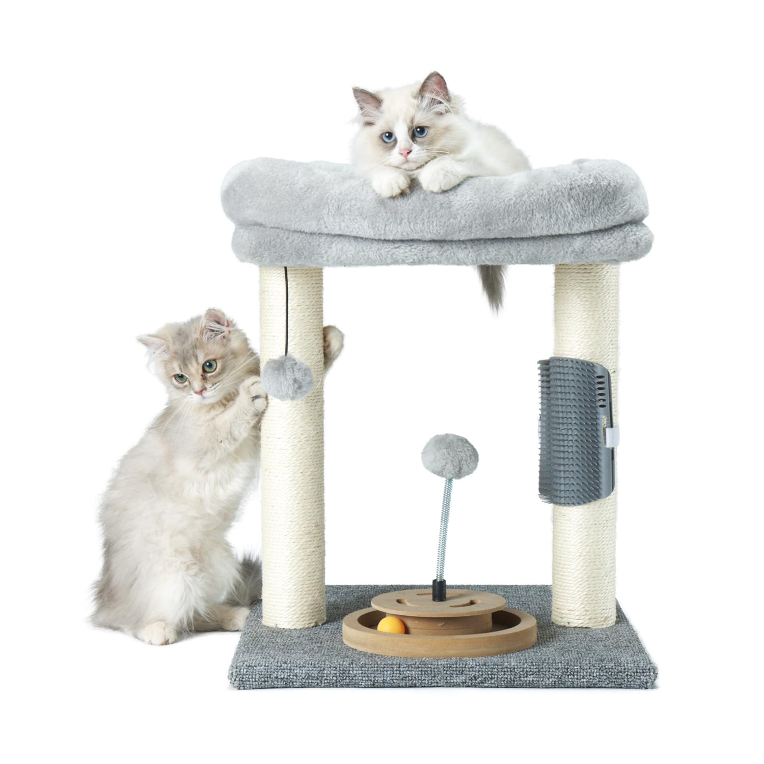 Pawsfans Cat Tree Scratching Post,Cat Tower With Perch Bed Scratch For Indoor Cats And Kittens Scratcher,Track Toy Hanging Ball 