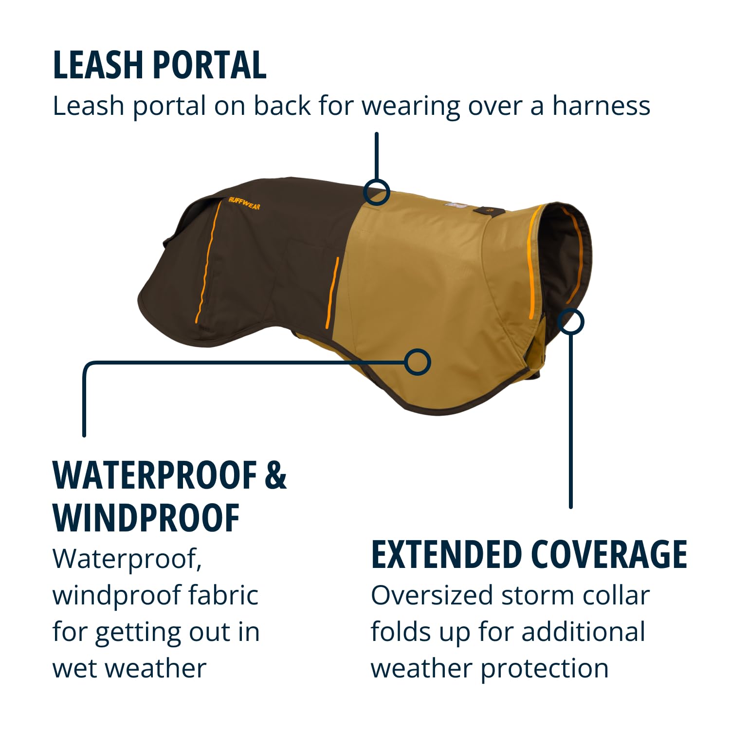 Ruffwear, Sun Shower Dog Raincoat, All-Weather Jacket, Waterproof, Windproof & Lightweight, Earth Brown, X-Large