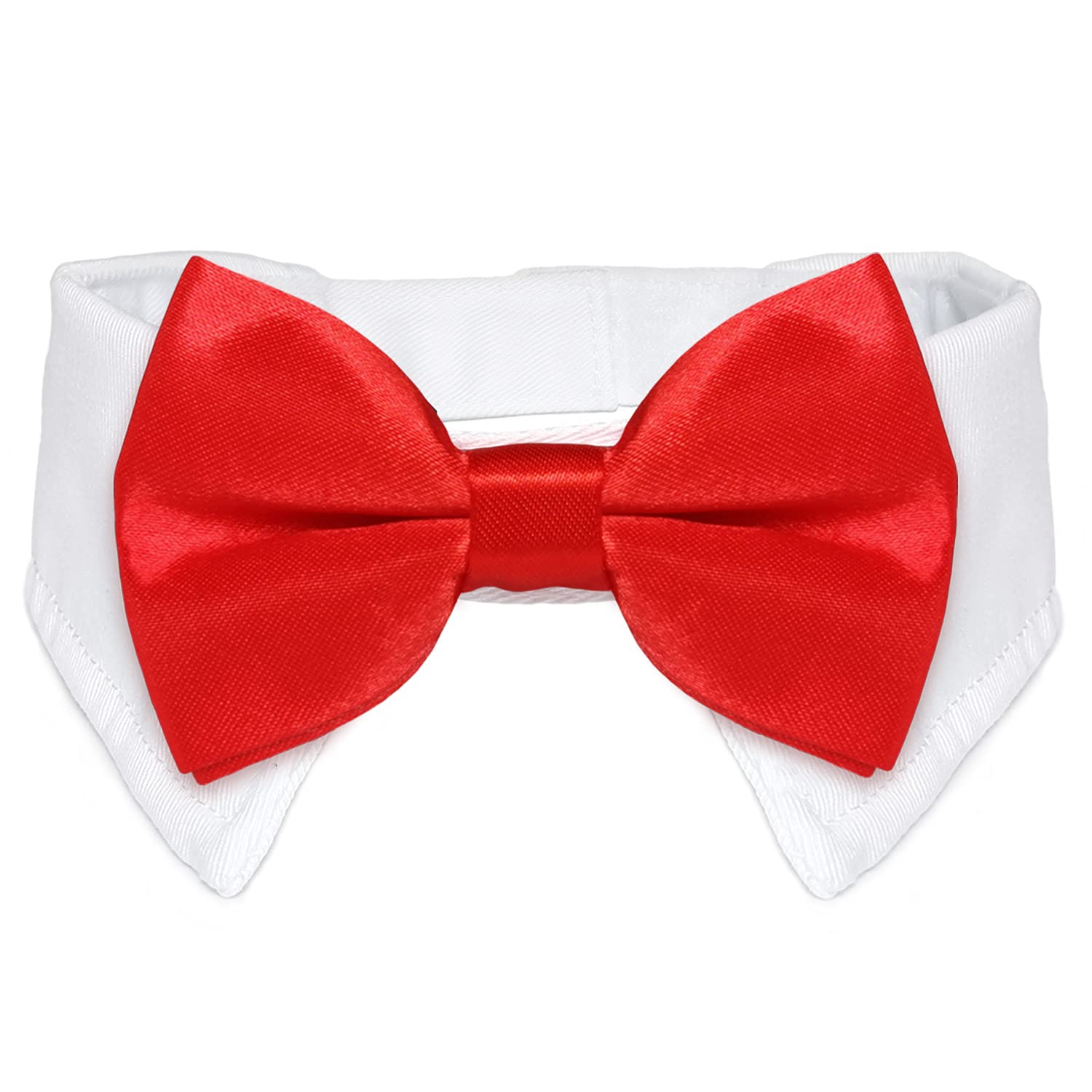 Cat Tuxedo Collar, Koolmox Black Dog Bow Tie With Handcrafted Adjustable Suit White Collar, Formal Puppy Bow Tie Tux Collar For Small Boy Pets Weddings Birthday Easter Photography Grooming Bows