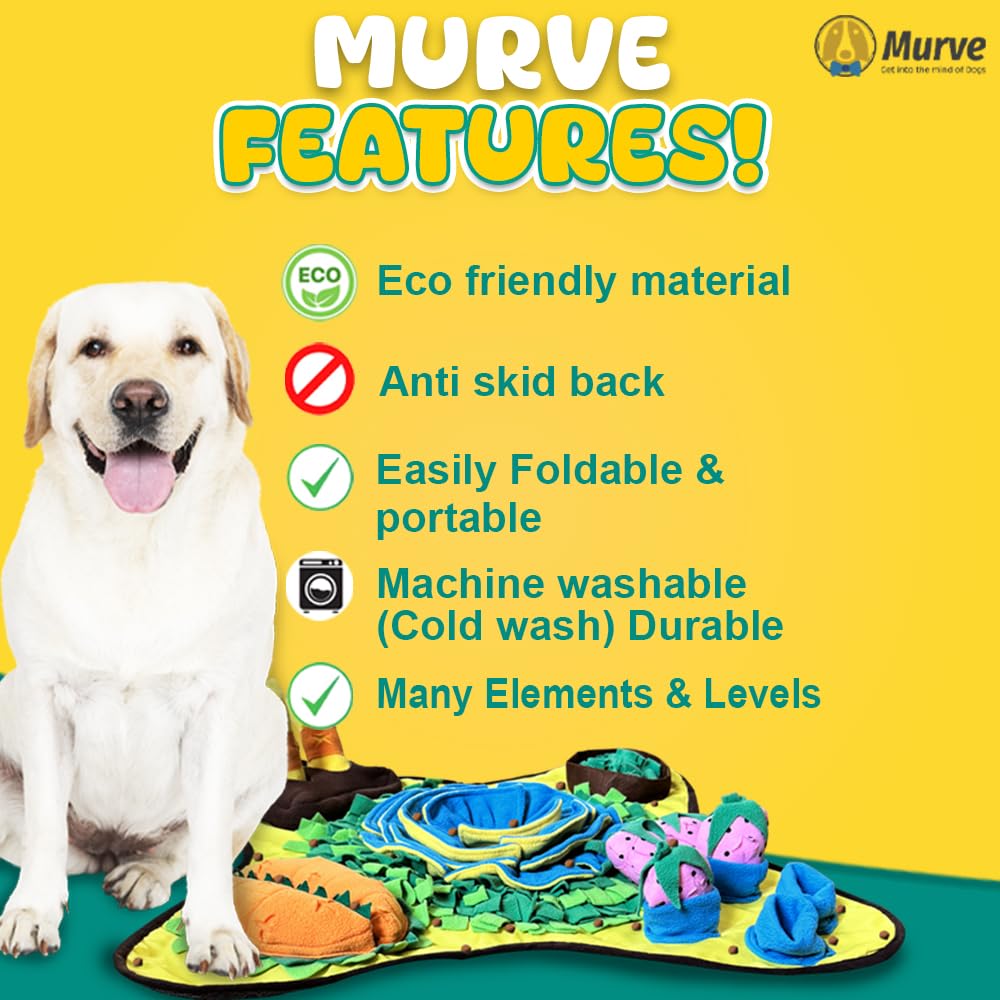 Murve Snuffle Mat For Dogs Large Size 28.7 X 28.7 In. Tire Your Dogs Out Activity Mat For Boredom And Stimulation, Higher Entert