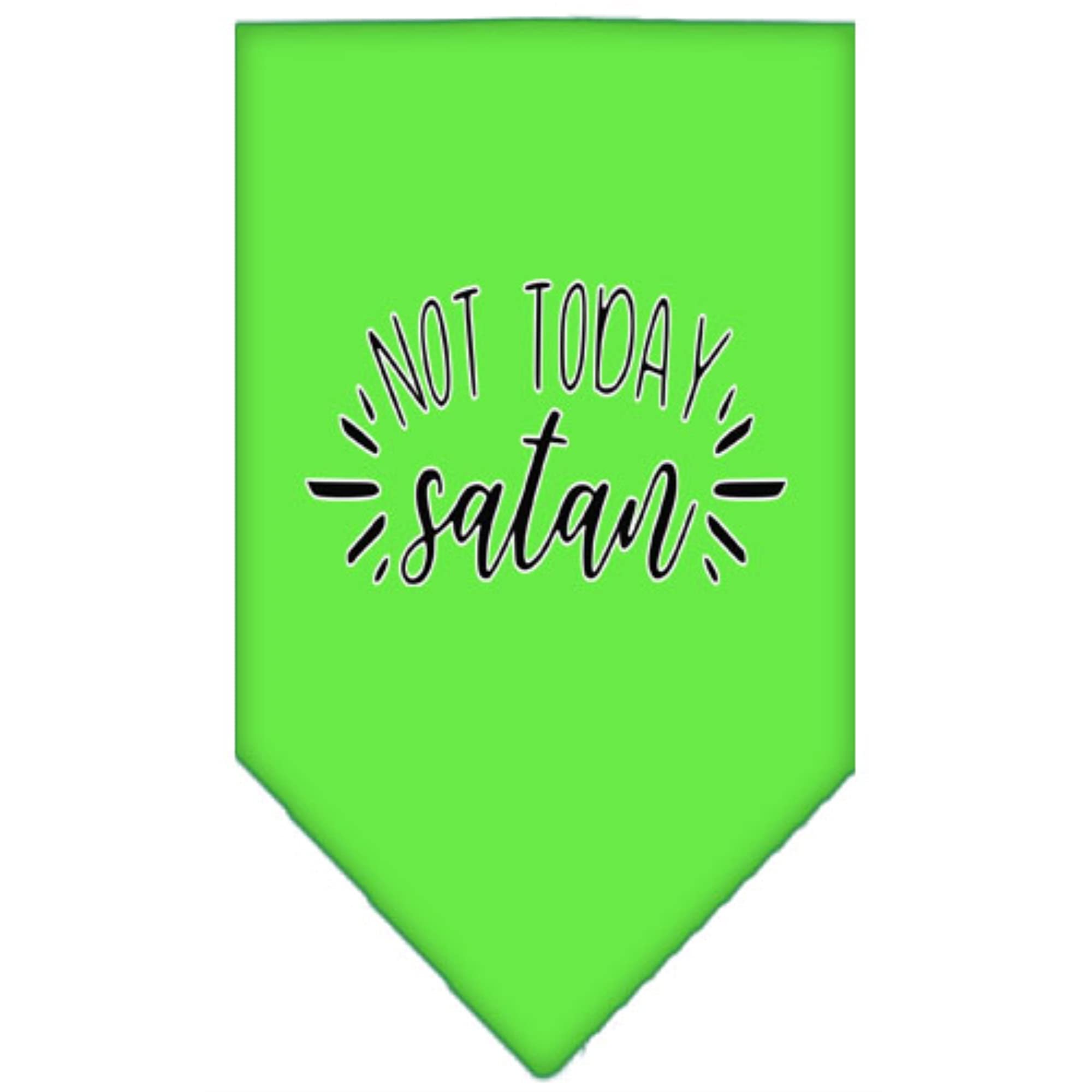 Pet and Dog Bandana Screen Printed, &quot;Not Today Satan&quot; Lime Green Small