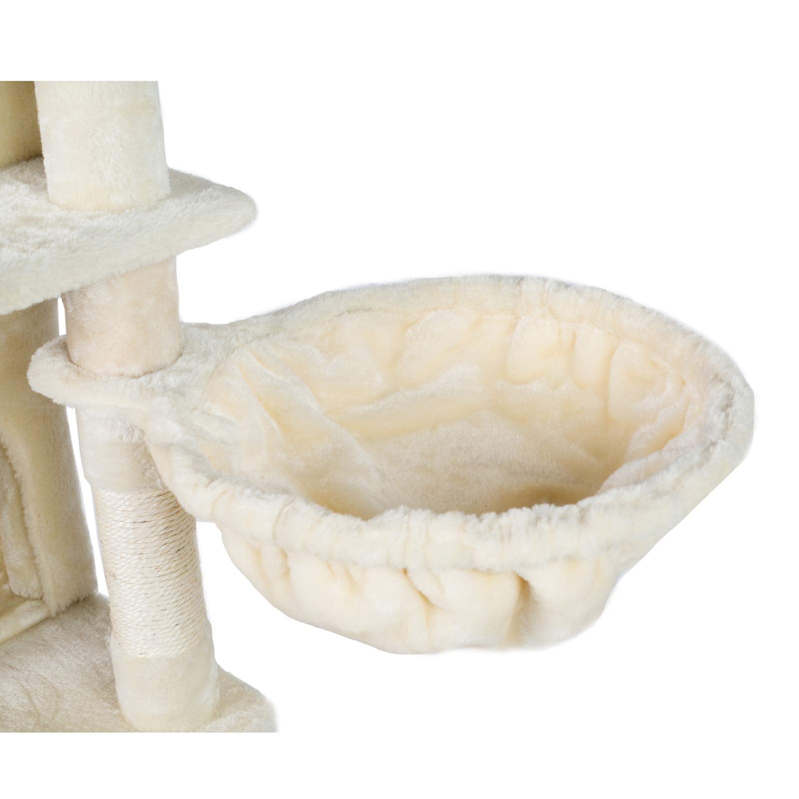 Hey-Brother Xl Size Cat Tree, 73.4 Inch Cat Tower With 3 Caves, 3 Cozy Perches, Scratching Posts, Board, Activity Center Stable For Kitten/Big Cat, Beige Mpj032M