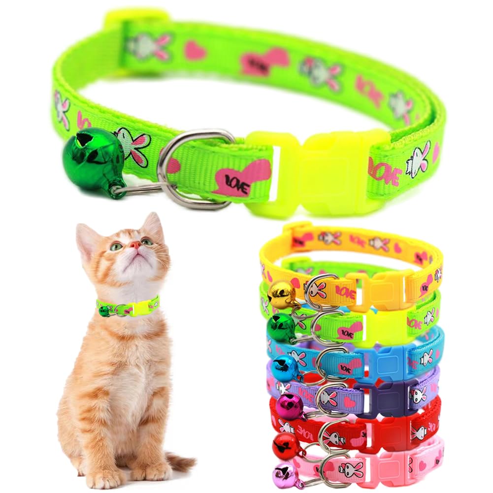 Green Puppr Collar With Bell, Small Dog Collar With Bell Kitten Cat Collars Adjustable For Xxs Xs Xsmall Breed Pets, X-Small