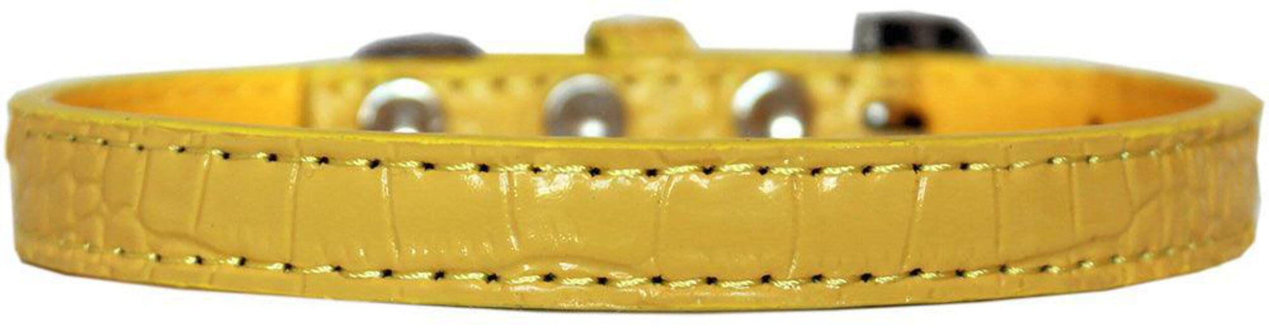 Dog, Puppy & Pet Designer Croc Collar, &quot;Wichita Plain 1/2&quot; Wide&quot; Yellow 12